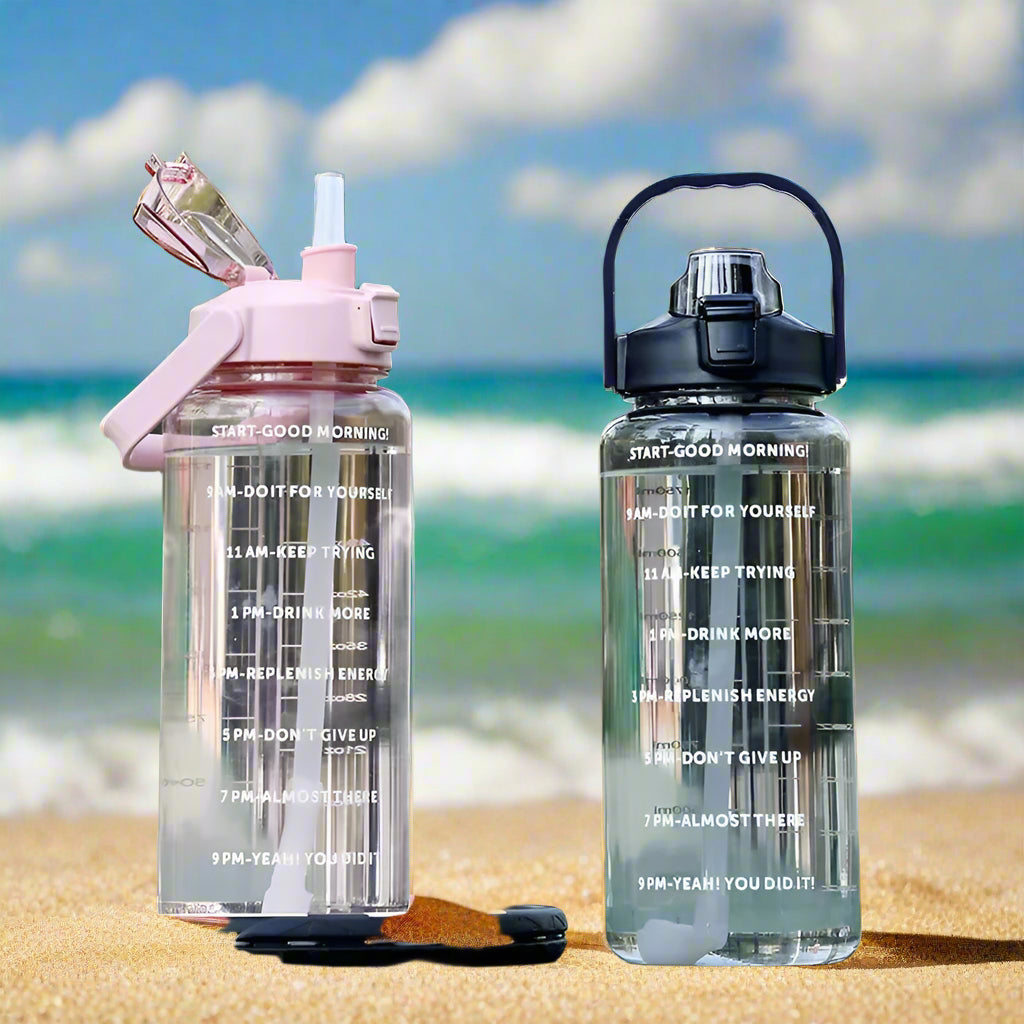 Gourde en plastique a la plage