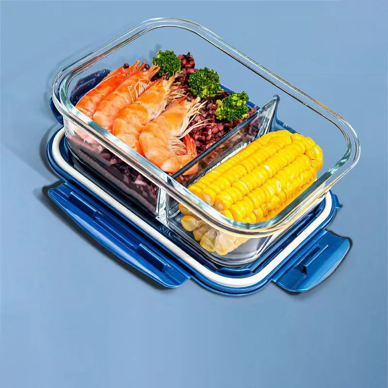 Lunch box en verre bleu