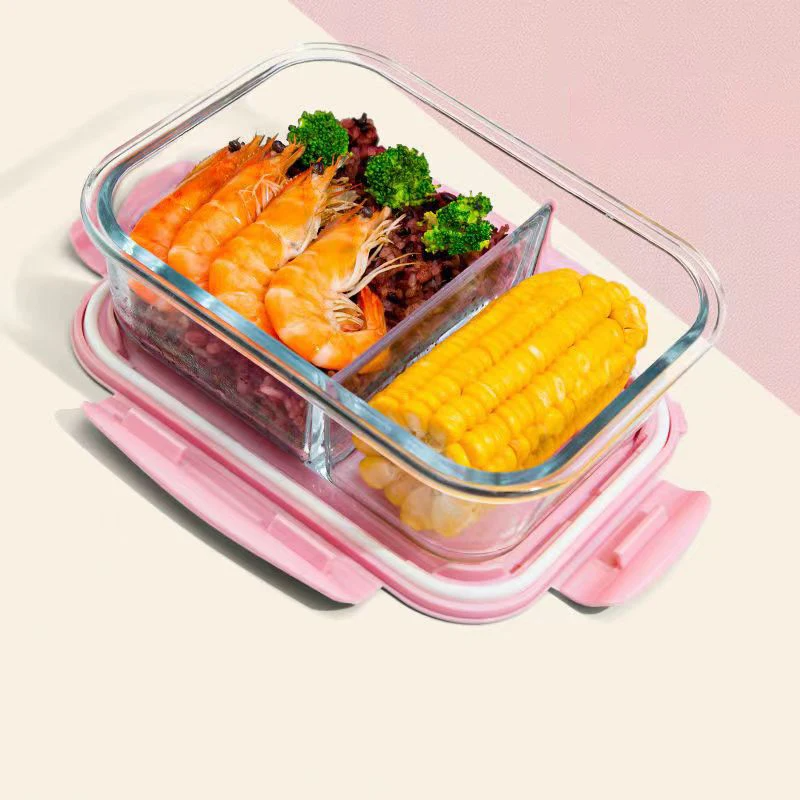 Lunch box en verre rose