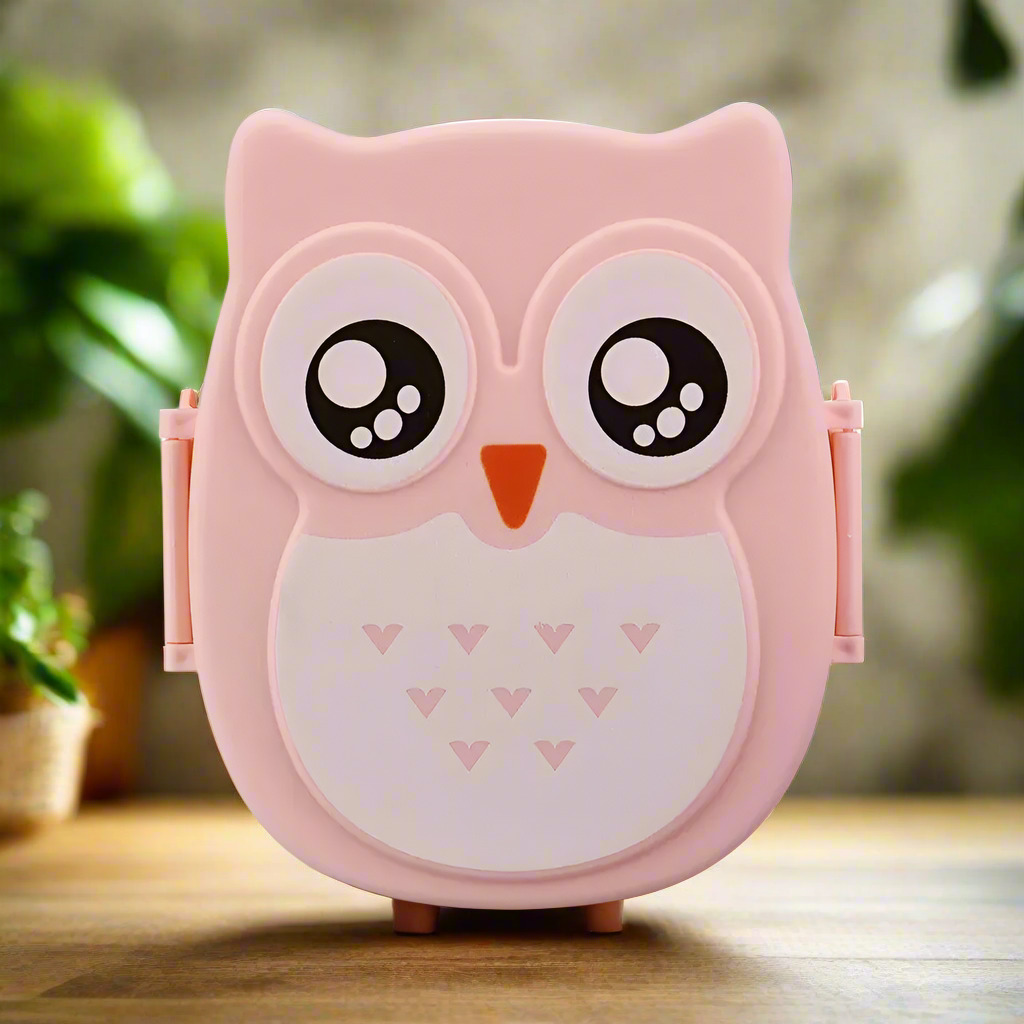 Lunch box enfant hibou rose