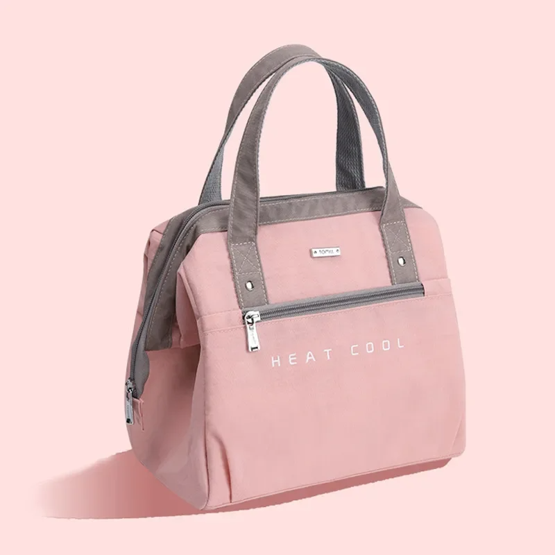Sac repas isotherme femme rose gris