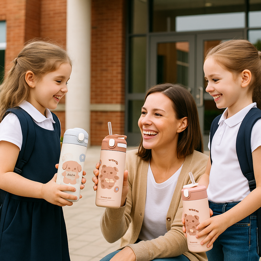 Maman et sa fille avec la petite gourde isotherme enfant