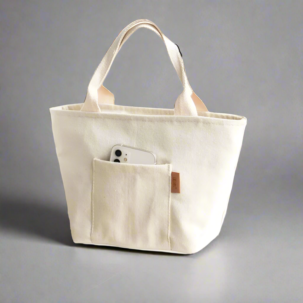 Sac à déjeuner en toile blanc