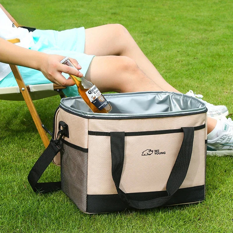 Sac isotherme beige pique-nique