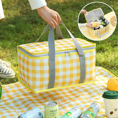 Sac isotherme camping jaune et blanc