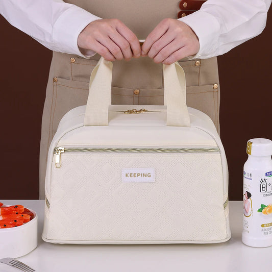 Sac isotherme repas beige poignet