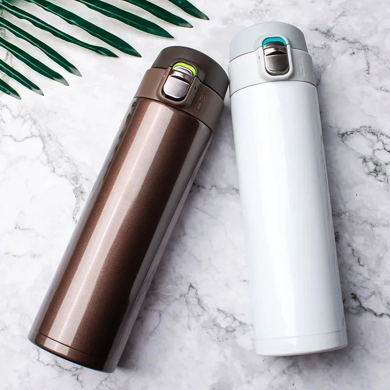 Thermos isotherme marron et blanc