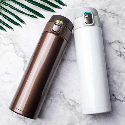 Thermos isotherme marron et blanc